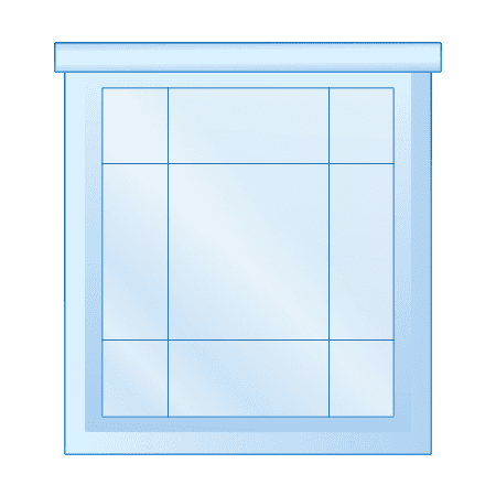 A blue illustration a window